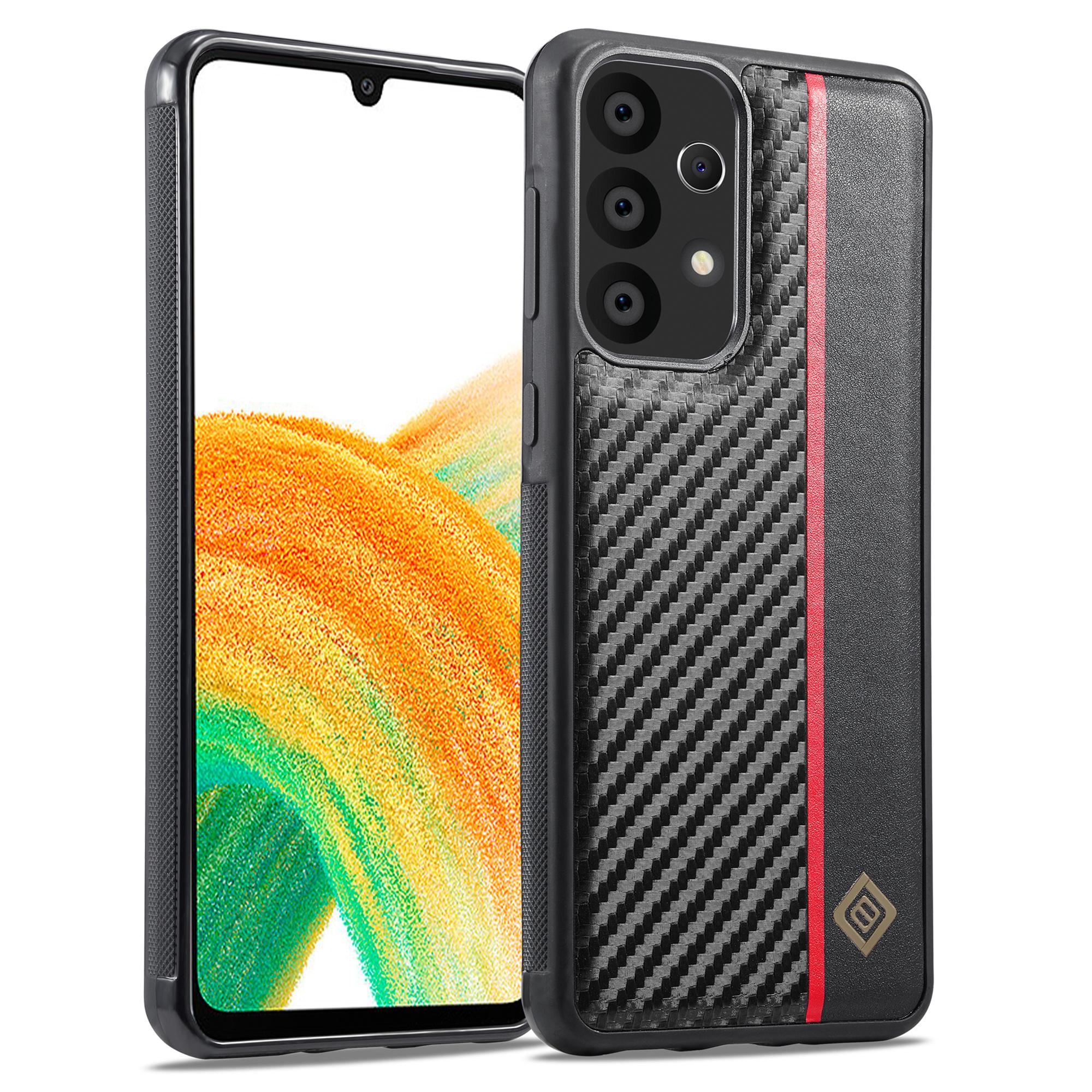 

LC.IMEEKE For Samsung Galaxy A33 5G Carbon Fiber Splicing Case PU Leather+TPU+EVA Phone Cover A