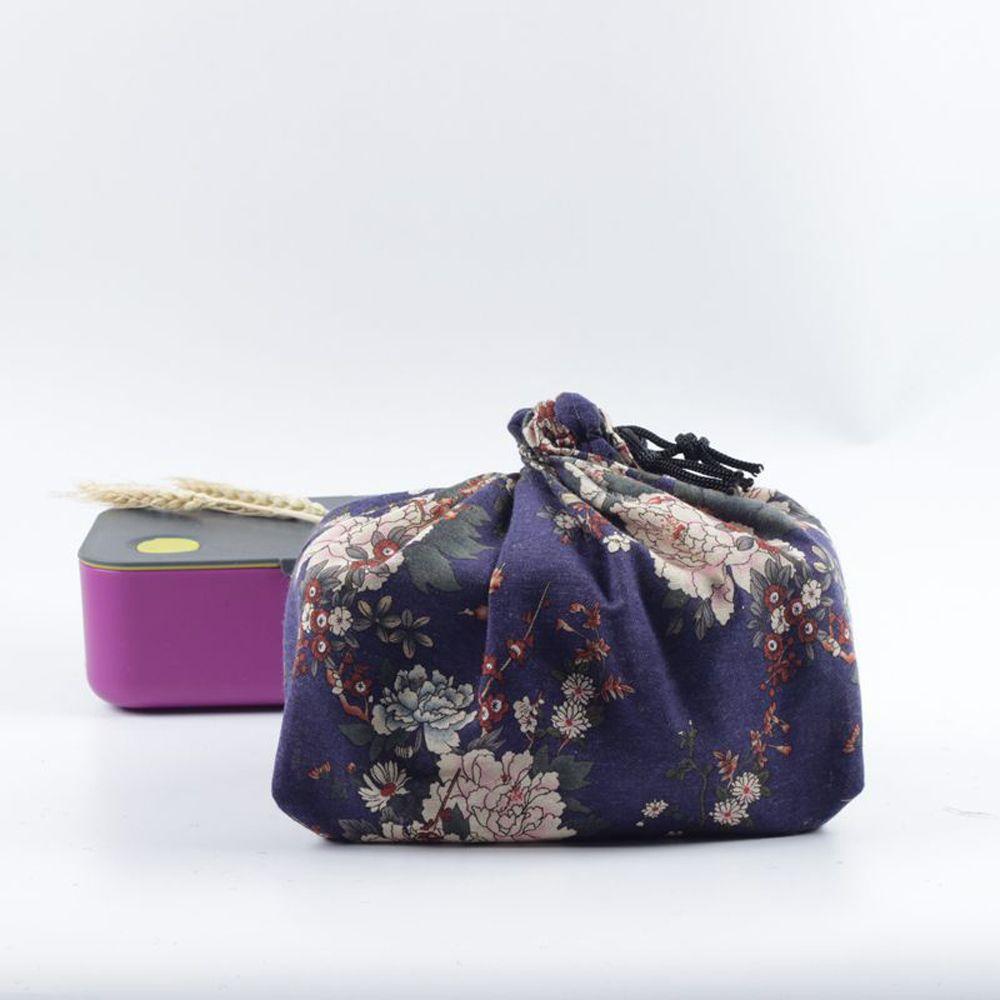Unisex Picnic Bags Cotton linen Geometric Food Hand Bags Drawstring Lunch Bag Lunch Tote Pouch Japanese Style Lunch Box