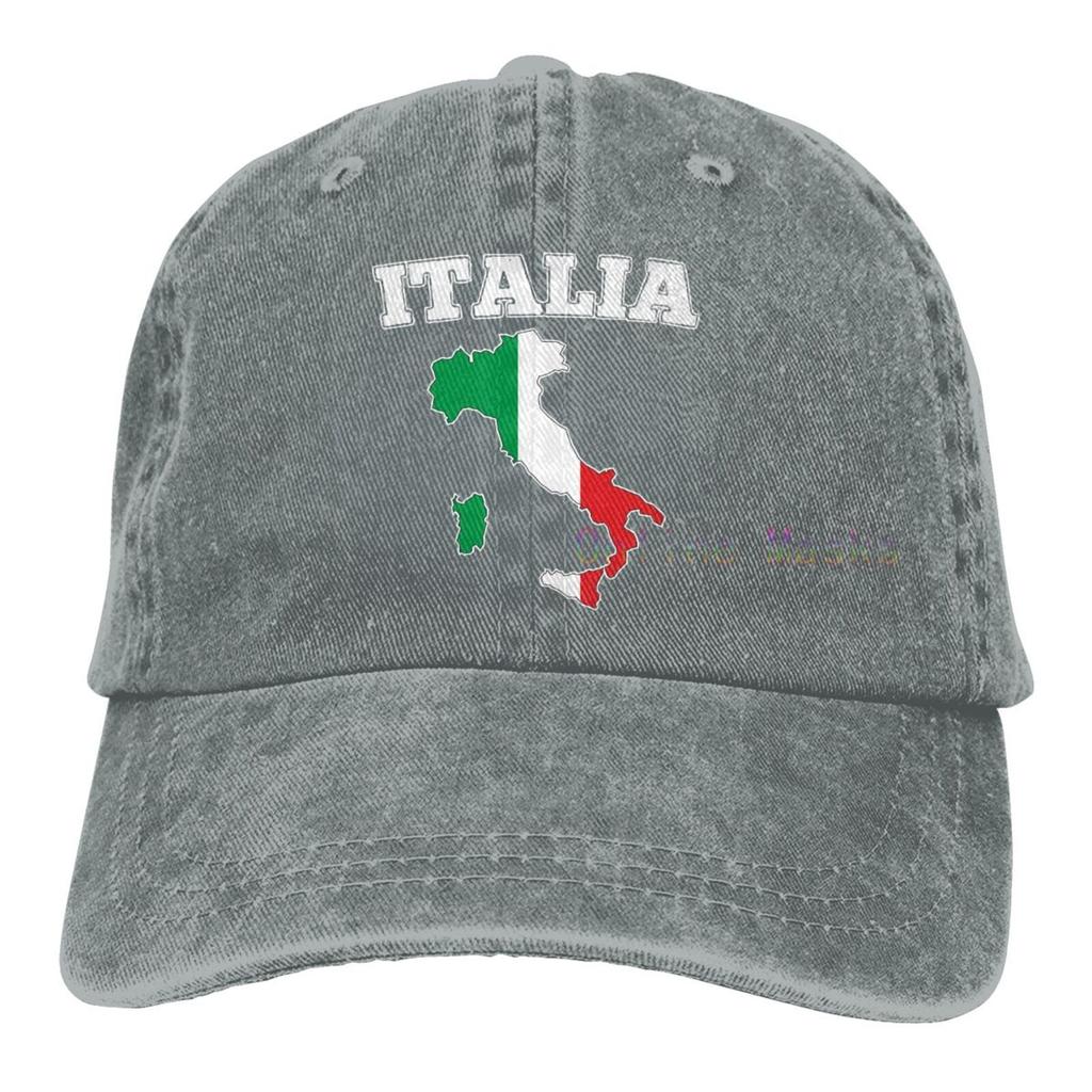 Italien Karte Flagge Vintage Baseball Caps Sandwich Cap Baumwolle Sommer Outdoor Sonnenhut Unisex Damen Unisex Erwachsene Washed Denim Verstellbar
