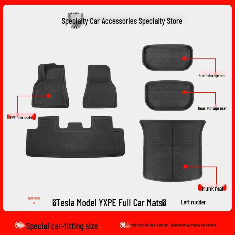 Eco-Friendly Waterproof XPE Car Floor Mats & Odorless Trunk Mat for Tesla Model 3/Y (L/R Drive)