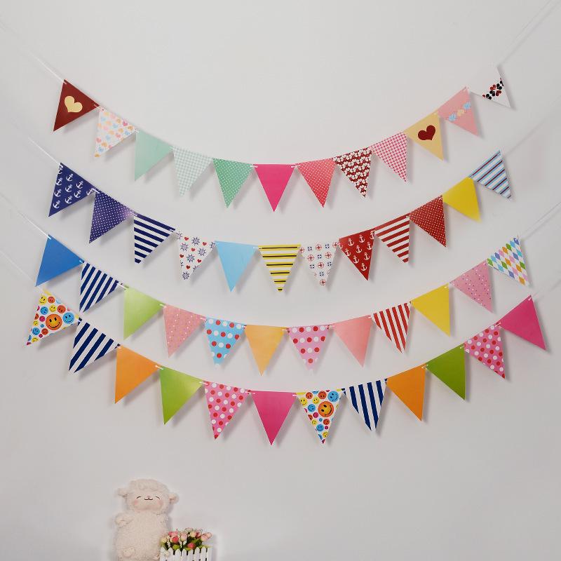 Colorful Smiley Face & Heart Pennant Banner for Classroom Birthday Decorations