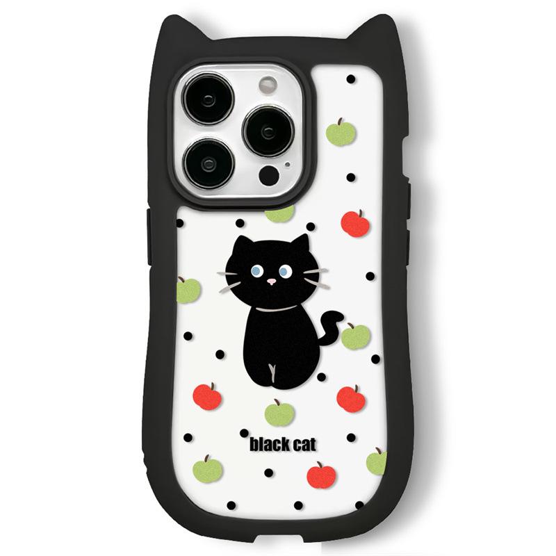 

Абсолютно новый прозрачный чехол для iPhone16 1514promax с кошачьими ушками, совместимый и подходящий для Apple 13/12/11 Little Black Cat 11PROMAX