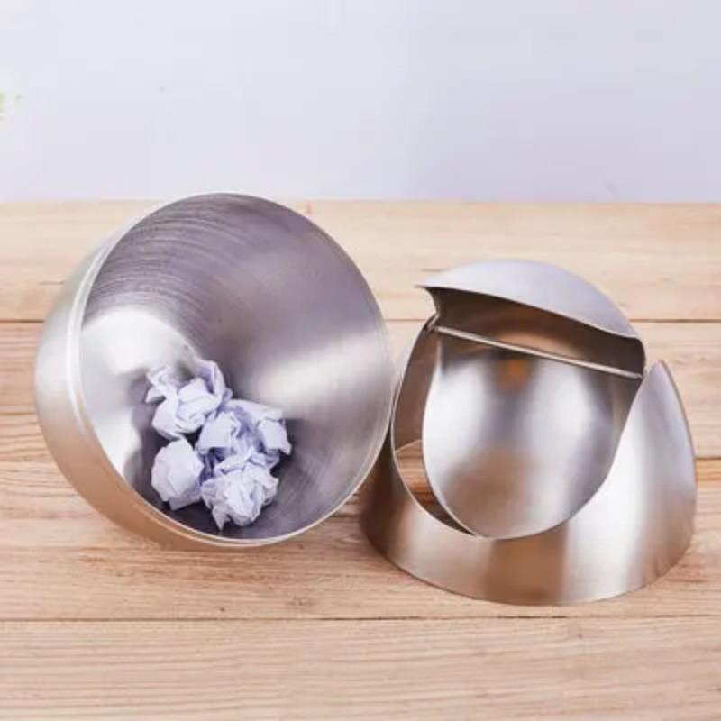 1 st Mini Papperskorg 304 Rostfritt Stål Bord Skrivbord Skräporganisatör Avfallskorg Skräphållare för Kontorsbruk