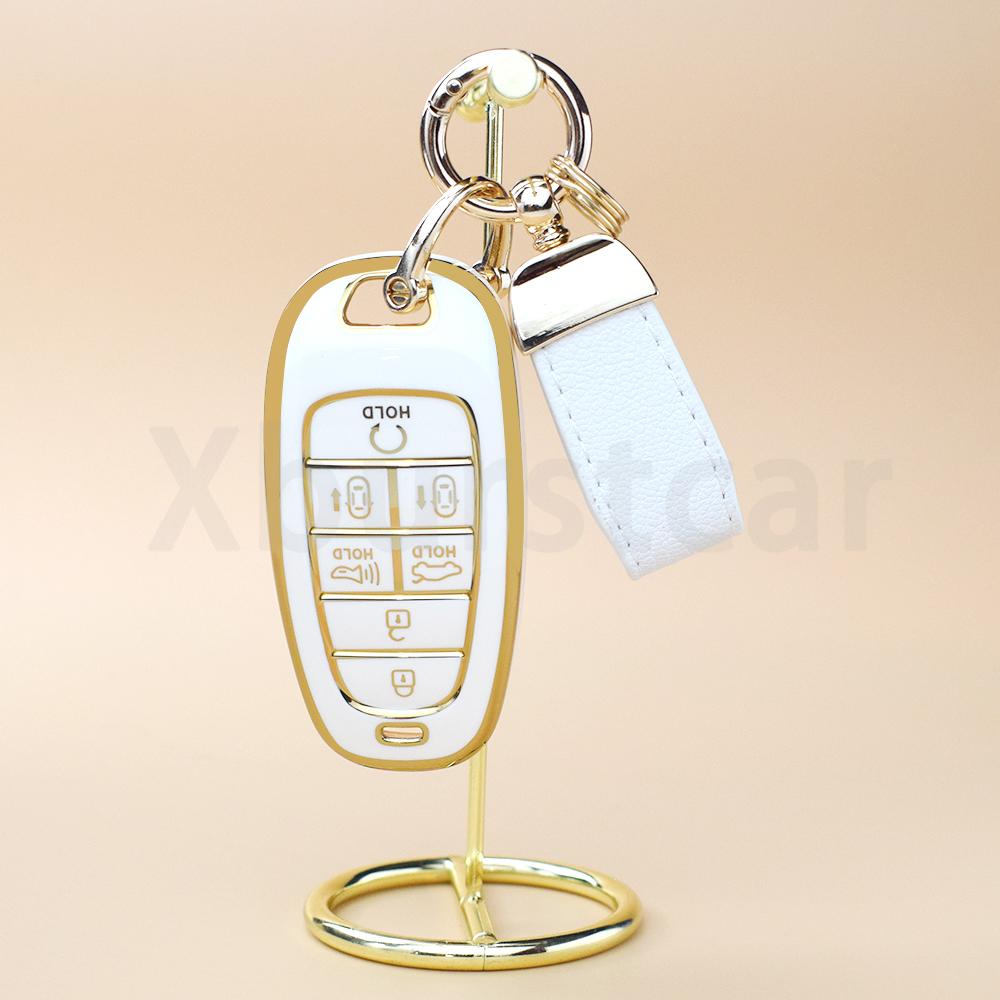7 Buttons Tpu Car Key Case Cover Shell Fob Holder For Hyundai Solaris Sonata Hybrid Nexo Nx4 New Grand Santa Fe Tucson