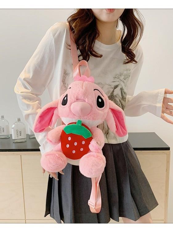 Stitch Plush Shoulder Bag Made Of Soft Material With Inner Pocket For Casual Use