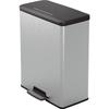 Rectangle Trash Can - DECO BIN - - 65L - Modern Design - 49 X 29 X 61 Cm - Metallic Grey
