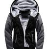 Herren Herbst Winter Hoodie Dickes Fleece gefüttert Kapuze Langärmlig Oberbekleidung mit großen Taschen Kontrastfarbe Elastische Bündchen Kordelzug