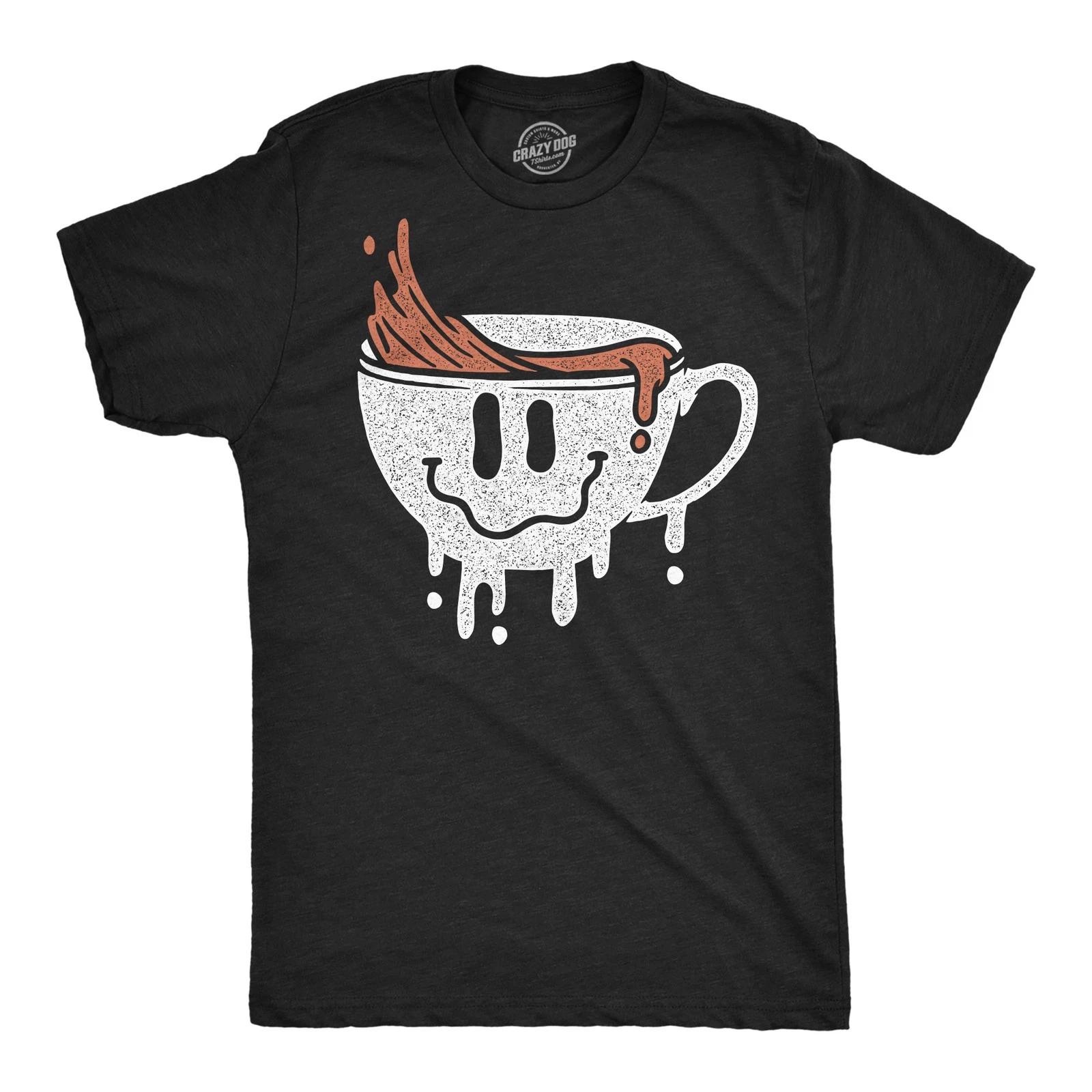 Mens Dripping Coffee Smile Funny T Shirts Caffeine Graphic Tee for Men M