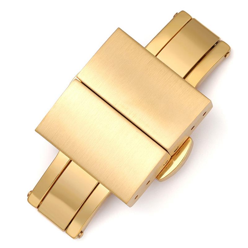 High Quality 316L Stainless Steel Butterfly Buckles 16mm 18mm 20mm 22mm Double Press Metal Clasps Rubber Band Deployment Buckle