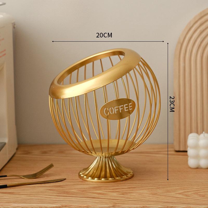 Iron fruit basket coffee capsule storage basket desktop decoration coffee table snacks dried fruit fruit candy storage