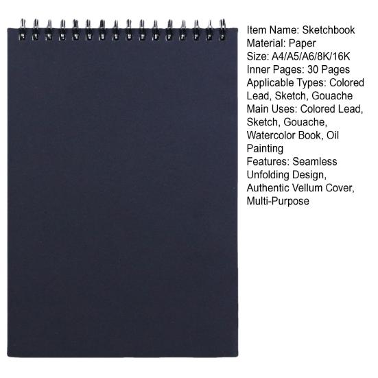 Sketchbook Vellum Paper 30 Spiral Bound Unfolds Flat Vellum Wooden Cover Soft Pages Artist Notebook