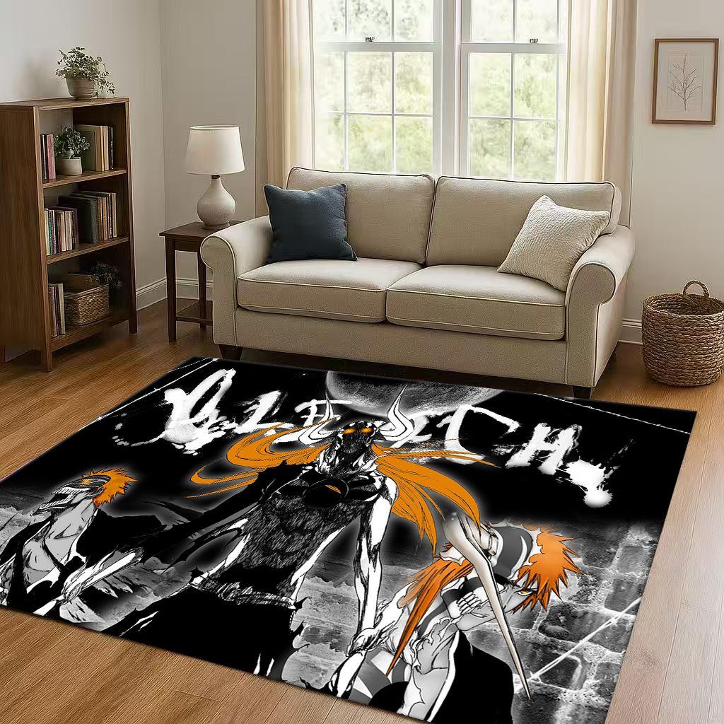 Anime Bleach Kurosaki Ichigo Cartoon Wohnzimmer Rutschfester Teppich für Schlafzimmer Sofa, Leicht zu reinigen Heimdekoration Fußmatte Spielmatte