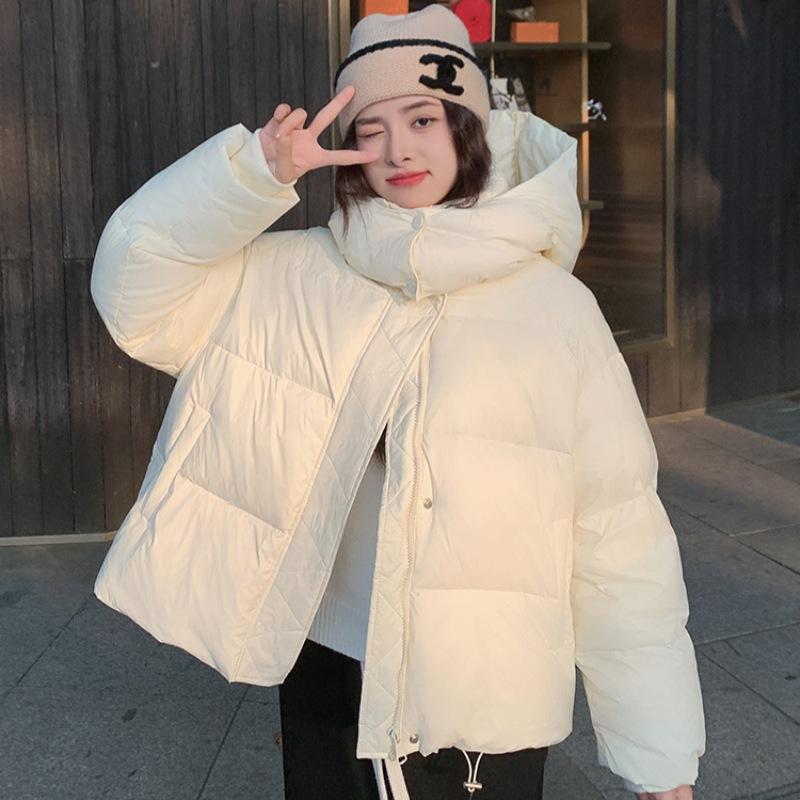 New women's winter high-quality super thick short down cotton clothes small loose hooded bread clothes jacket