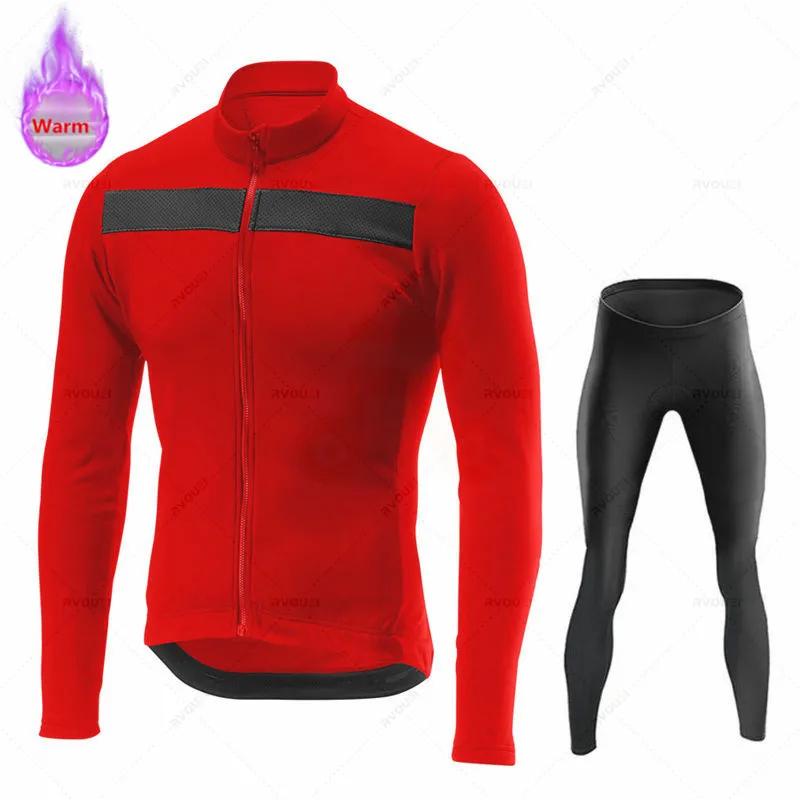 Thermal Fleece Cycling Jersey Set, Racing Bike Suit, Mountain Bicycle Clothing, New Team, Winter Velvet Warm Cycling Clothing Suit Set