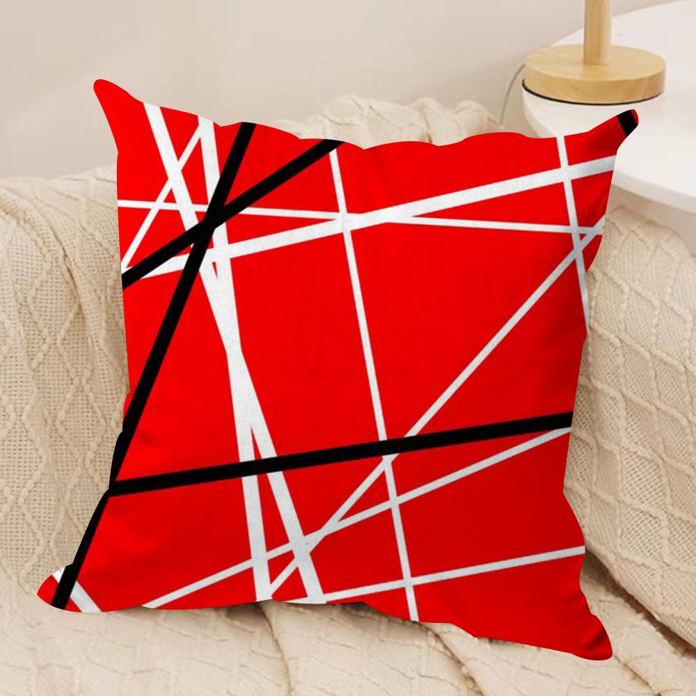 Van H-Halen Cushion Cover Silky Short Plush Double-Sided Printed Pillow Case for Sofa All Seasons Home Decor Gift