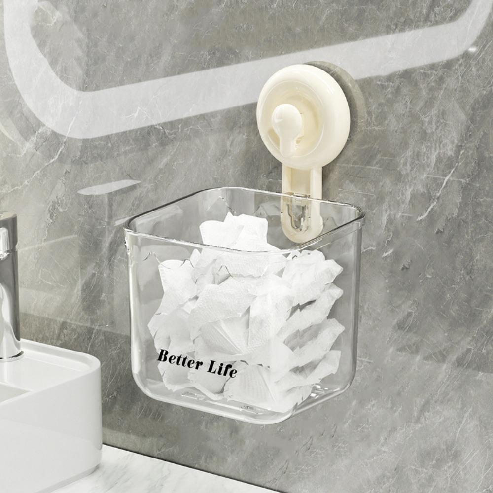 

Transparent Suction Cup Storage Basket Removable Bathroom Organizer Shelf Cosmetics білий