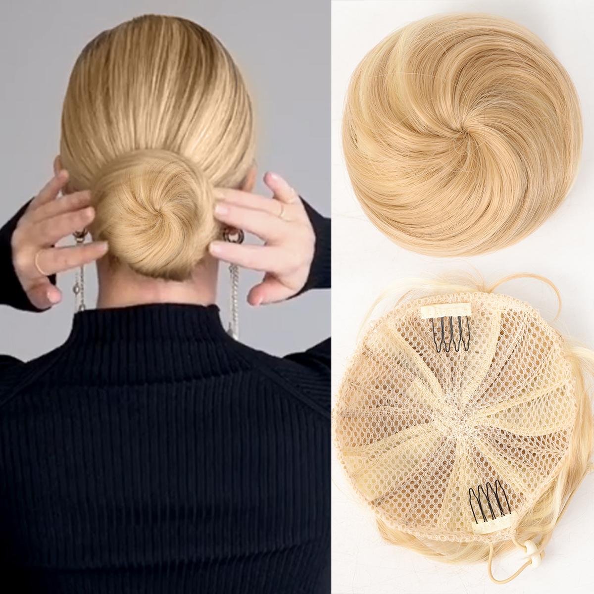 

Женские синтетические шиньоны для волос, пучок, пончик, накладные волосы, накладные пряди, смешанные цвета, синтетические высокотемпературные волокна, короткие прямые волосы, шиньон для наращивания