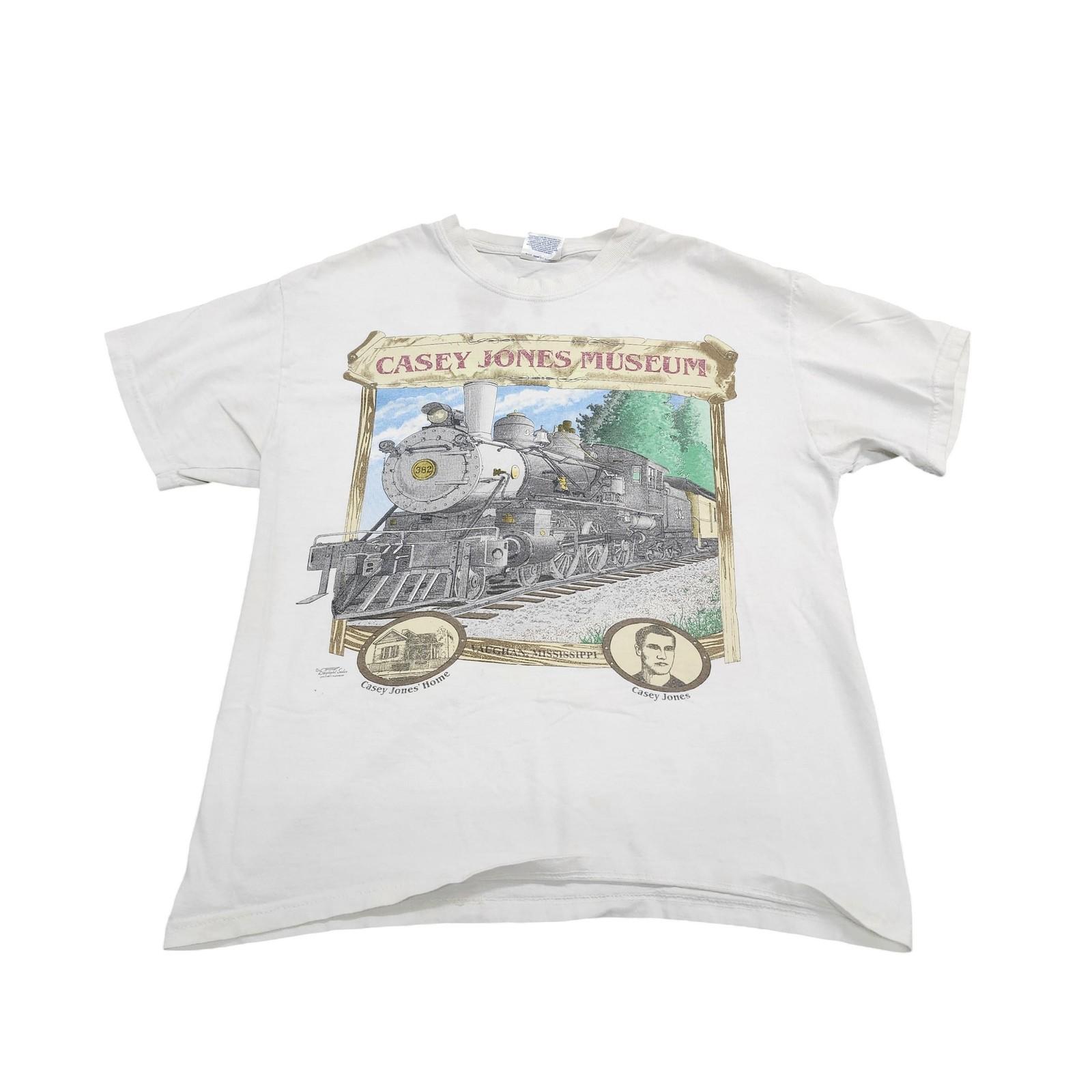 Hanes Shirt Mens Medium White Casey Jones Museum Train Graphic Tee Souvenir Top Unisex T-Shirt XL