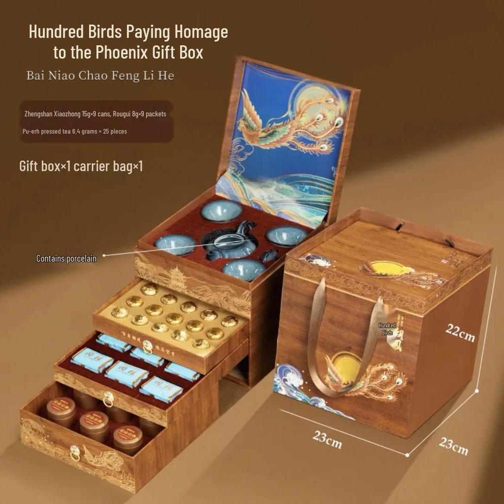 Da Hong Pao & Rou Gui Oolong Tea Gift Box with Chen Pi and Fuding White Tea