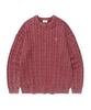 C Logo Cable Stonewashed Crewneck Knit Deep Red
