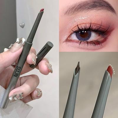 1Pc Matte Wine Red Silky Long-lasting Eye Liner Gel Pencil Lasting Smooth Easy To Color Waterproof Flat Head Eyeliner Eye Makeup