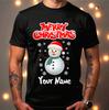 Personalised Merry Christmas Snowman Name T-Shirt Funny Santa Xmas Unisex Gifts