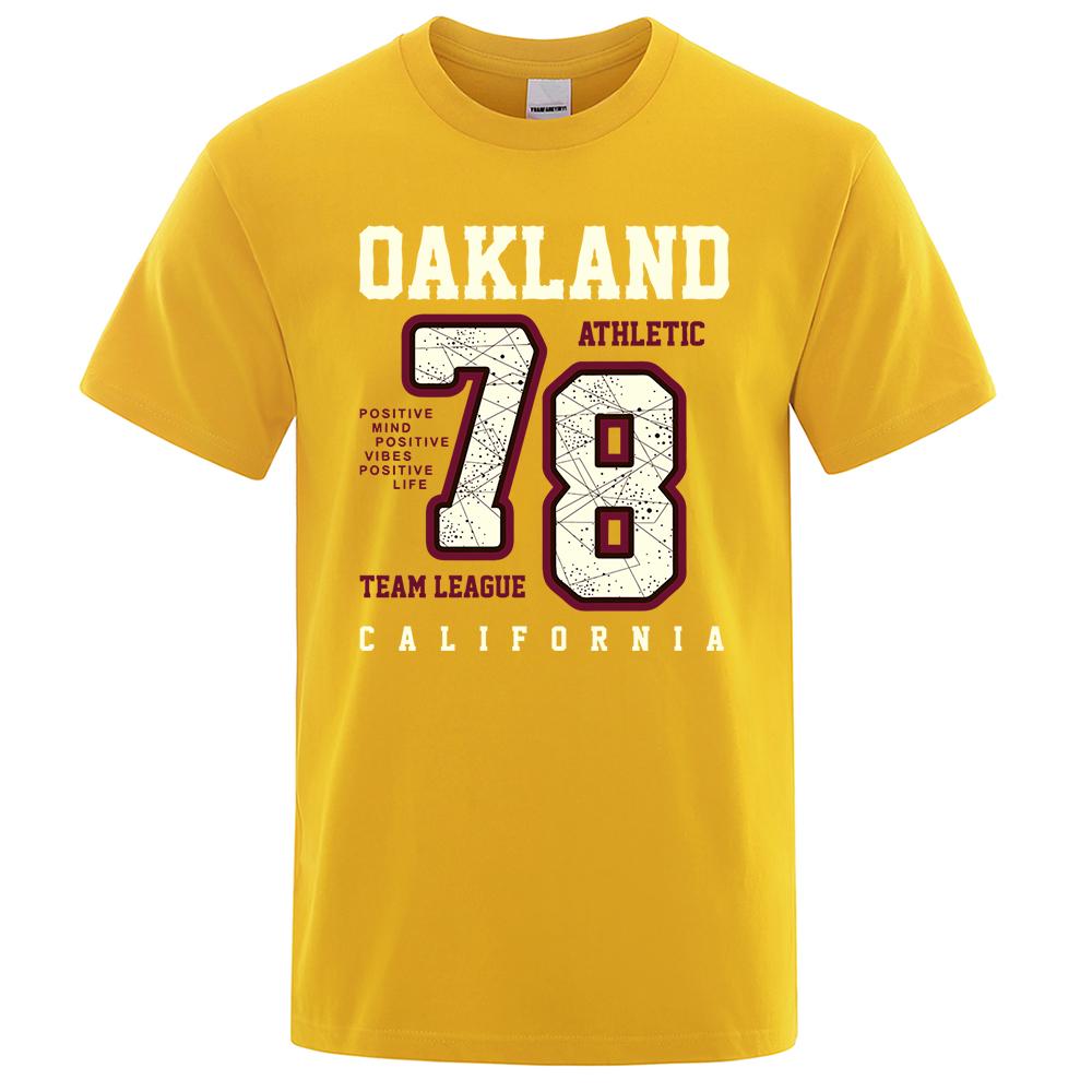 Oakland Athletic 78 Team League California Men Tee T Shirt Cotton Summer T-Shirt Casual Breathable Clothes Oversize Short Sleeve