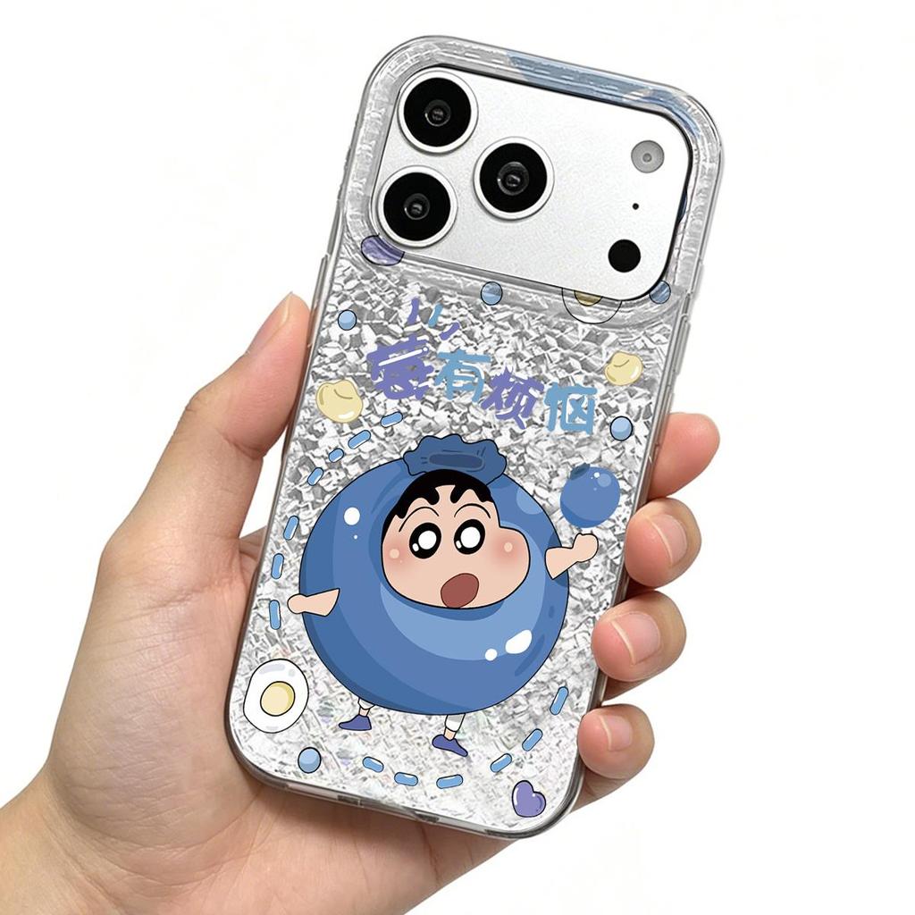 Excited Flame - haired Character Case for iphone XS Max 17 Pro 18 Pro Max 11 16 Plus XR 13 12 Air 15 14 Silver Glitter Crackle Background