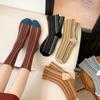 5 Pair Fashion Retro Harajuku Socks Colorful Striped Korean Style Crew Socks Soft Breathable Mid-calf Socks for Women