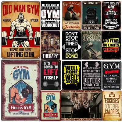 Metallblechposter Lustig Sport Fitnessstudio Retro Metallblechschild Plakette Poster für Bar Club Wand Fitnessraum Vintage Wandteller Anhänger