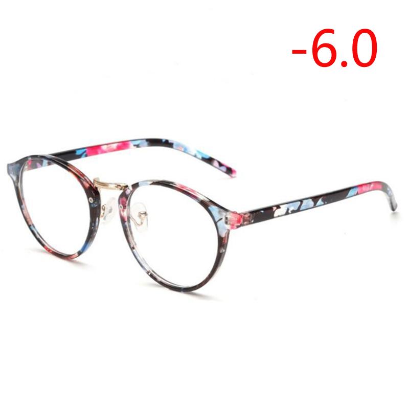 Diopter -1.0 -1.5 To -6.0 Round Finished Myopia Glasses Unisex Fashion Resin Lens Short-Sighted Eyewear Prescription Eyeglasses