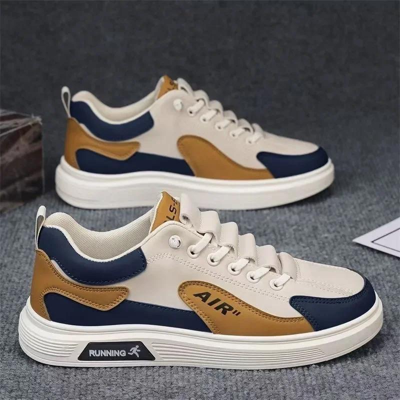 Men's Shoes New Outdoor Platform Sneakers Fashion Comfortable Wear Resistant PU Leather Non Slip Tennis Shoes Running Shoes