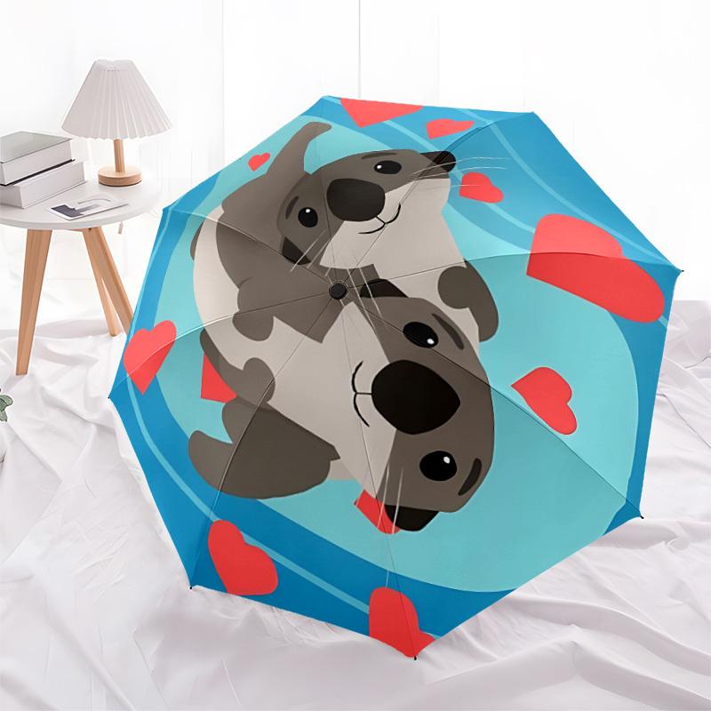 1 pièce Seal Love Parapluie Pliant Mode Ouverture/Fermeture Automatique à 8 Baleines, Coupe-Vent Portable, Usage Quotidien071