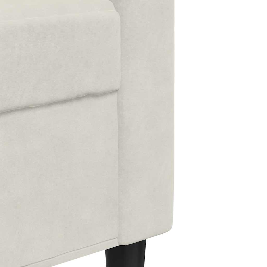 3 Piece Sofa Set with Cushions and Neck Rolls Cream Velvet