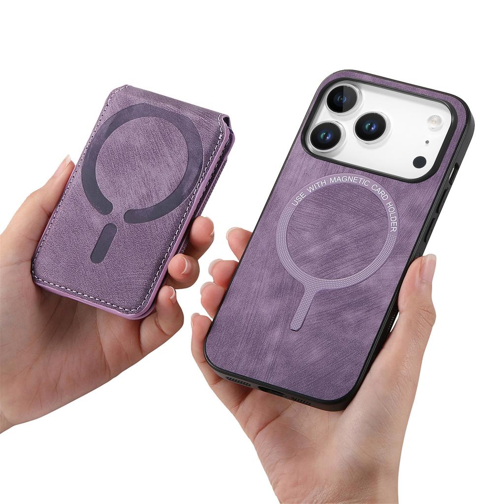 For iPhone 17 Pro Case Compatible with MagSafe Leather Back Cover with Detachable Card Holder Kickstand