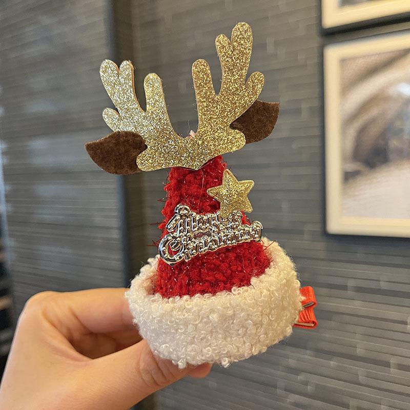 2025 Christmas Antler Hair Clip for Girls - Three-Dimensional Red Party Photo Prop