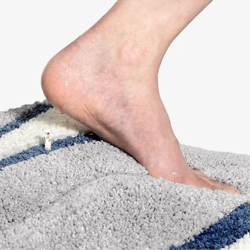 Modern Minimalist Bath Mat, Thickened Plush Shower Rug, Premium Ultra-Soft Microfiber Non-Slip Bathroom Doormat with Quick-Dry