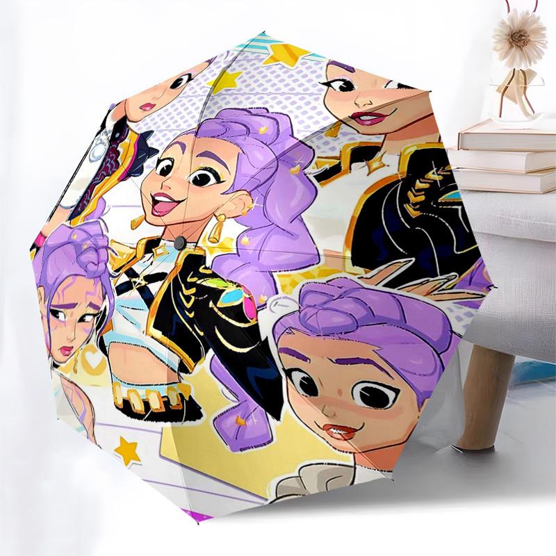 1pc Outdoor Umbrella with Cartoon Character Print - Automatic Opening/Closing, Portable 3-Fold Design, 8-Rib Iron Frame - Perfect Gift for Fans,
