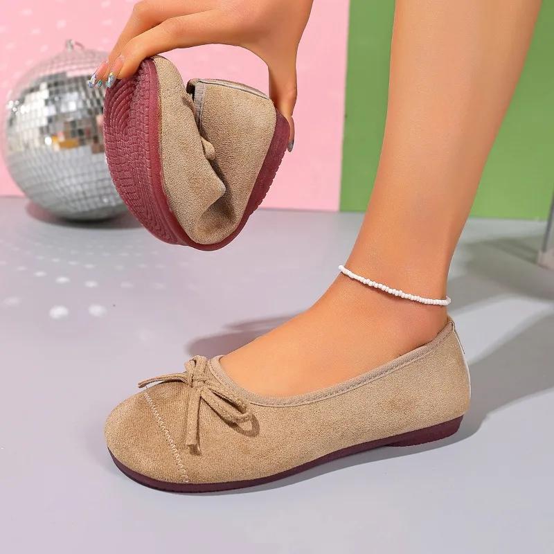 Fashion Ladies Shoes On Sale 2025 Slip On Women's Flats Round Toe Soft Bottom Bow Tie Flat Plus Size Shallow Casual Daily Hot Sale Shoes
