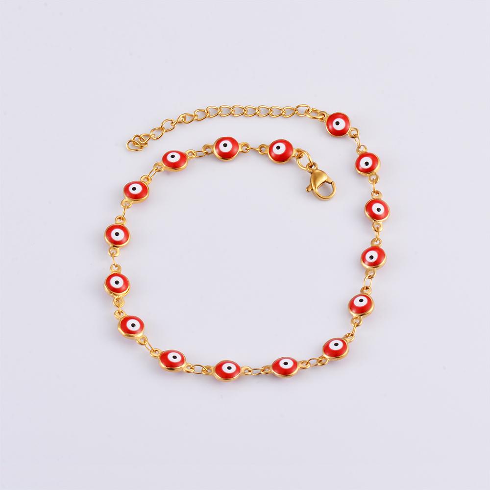 Stainless Steel Bracelets Blue Red Evil Eye Enamel Bead Bracelet For Women Lucky Turkish Eye Jewelry Gifts