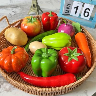12 Piezas de Frutas y Verduras Artificiales Realistas, Set de Decoración para Hogar y Restaurante