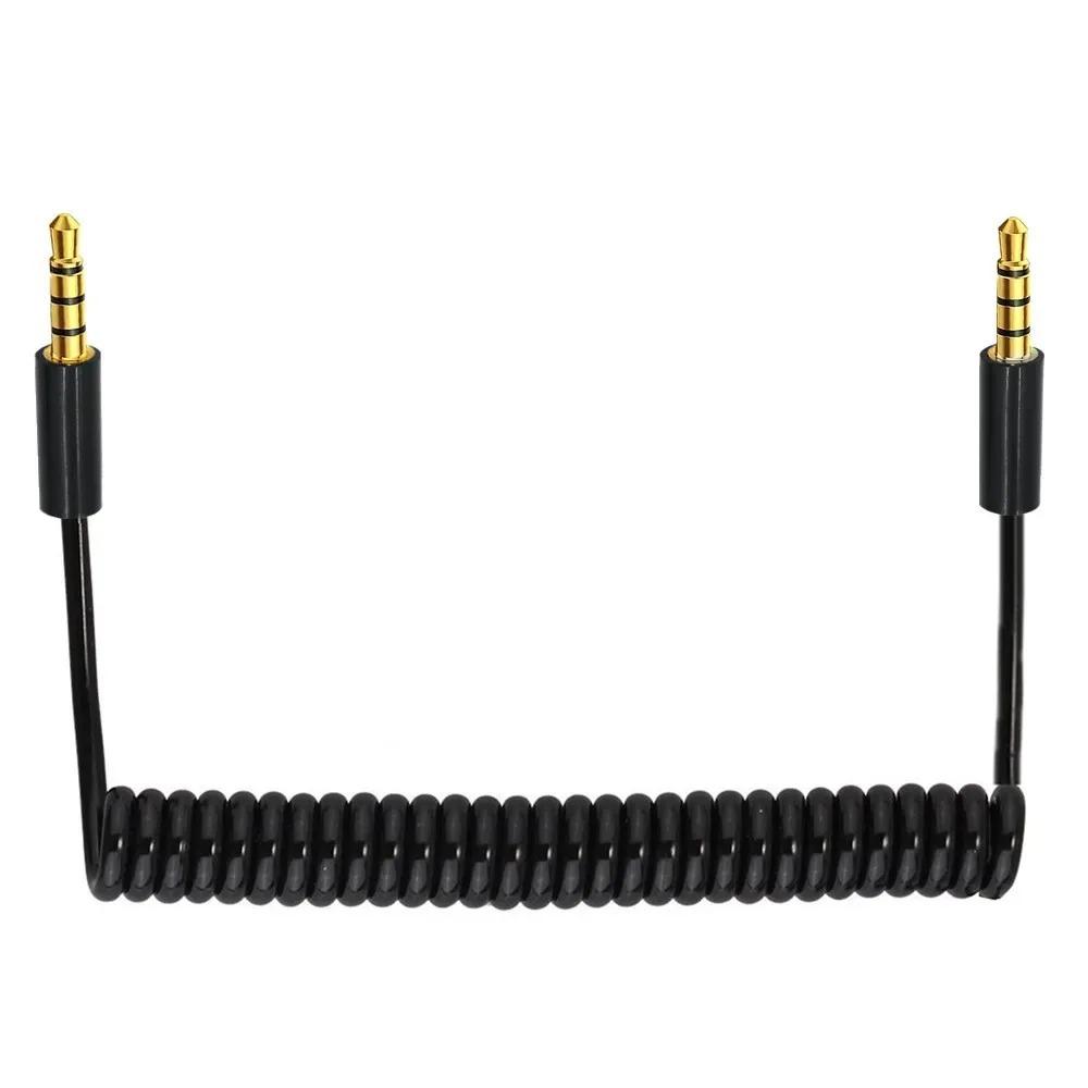 3/4 Pole TRRS 3.5Mm Male To Female Coiled AUX Cable Spiral Stereo Audio Extension Wire For Car Headphone Speaker Mobile Phone Multiple Lengths