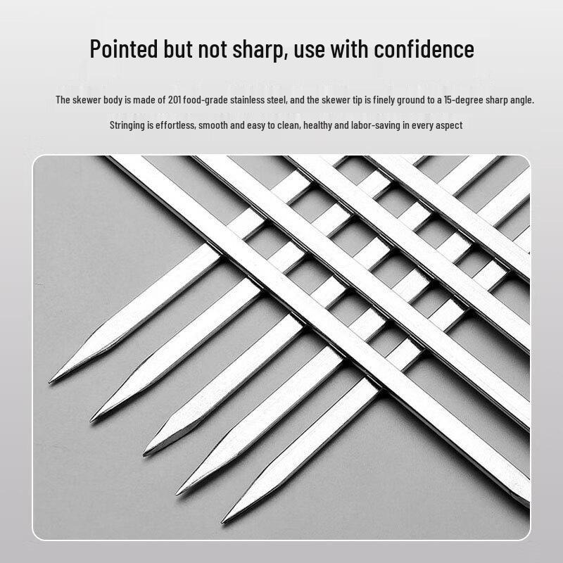 Diruien 201 Stainless Steel Flat BBQ Skewers