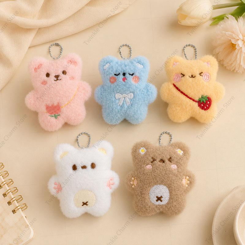 Cartoon Bear Squeak Plush Toys Pendant Cute Doll Toy Soft Stuffed Bag Charms Decorations for Couple Friends Gift Bag Charm