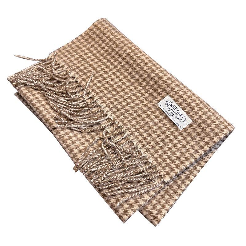 New plaid wool scarf women's winter retro versatile cold-proof and warm scarf