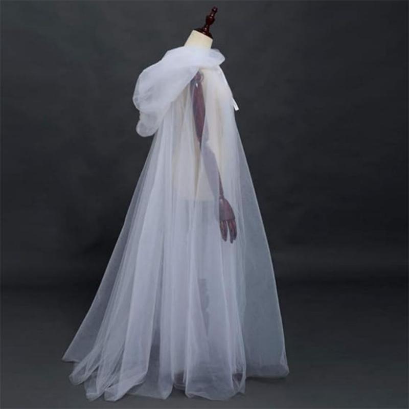 Halloween Cosplay Ghost Role Hooded Cape, Grim Reaper Witch Mesh Long Cape, Party Costume, Cool Unisex Cape