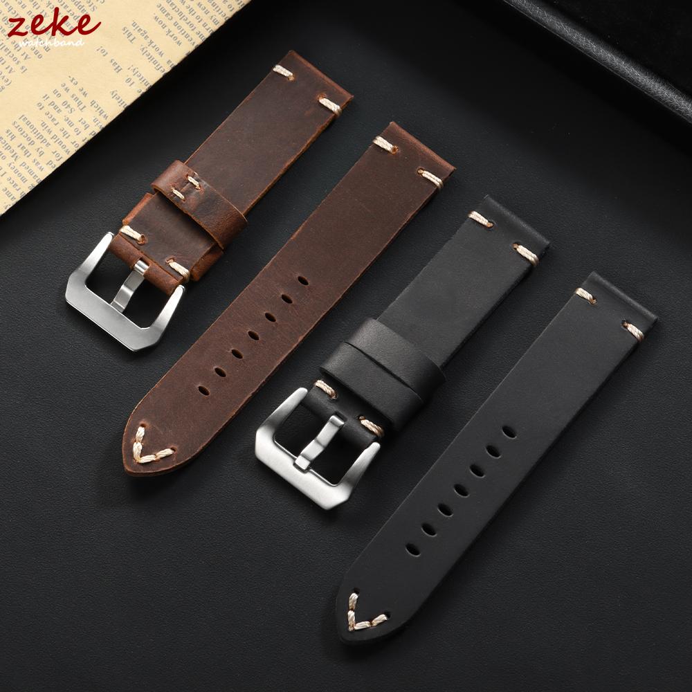 Vintage Crazy Horse Genuine Leather Strap Soft Stitching Cowhide Watch Band Men's Business Wristband 18/20/22/24mm for Panerai