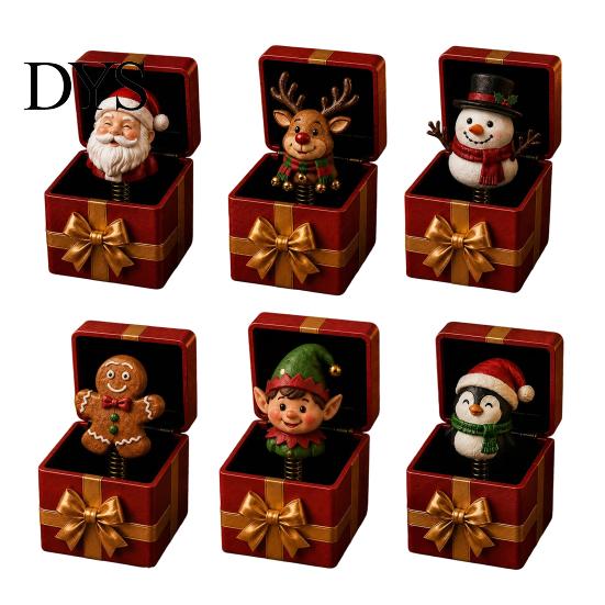 Humorous Office Decoration Christmas Magic Pop-Up Gift Box, Cute Reindeer Santa Claus Gingerbread Prank Funny Novelty Box Reusable Spring-Loaded