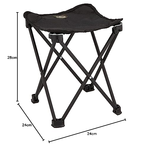 BUNDOK Mini Aluminum Stool, Medium, Black, BD-116BK, with Storage Case, Compact Chair