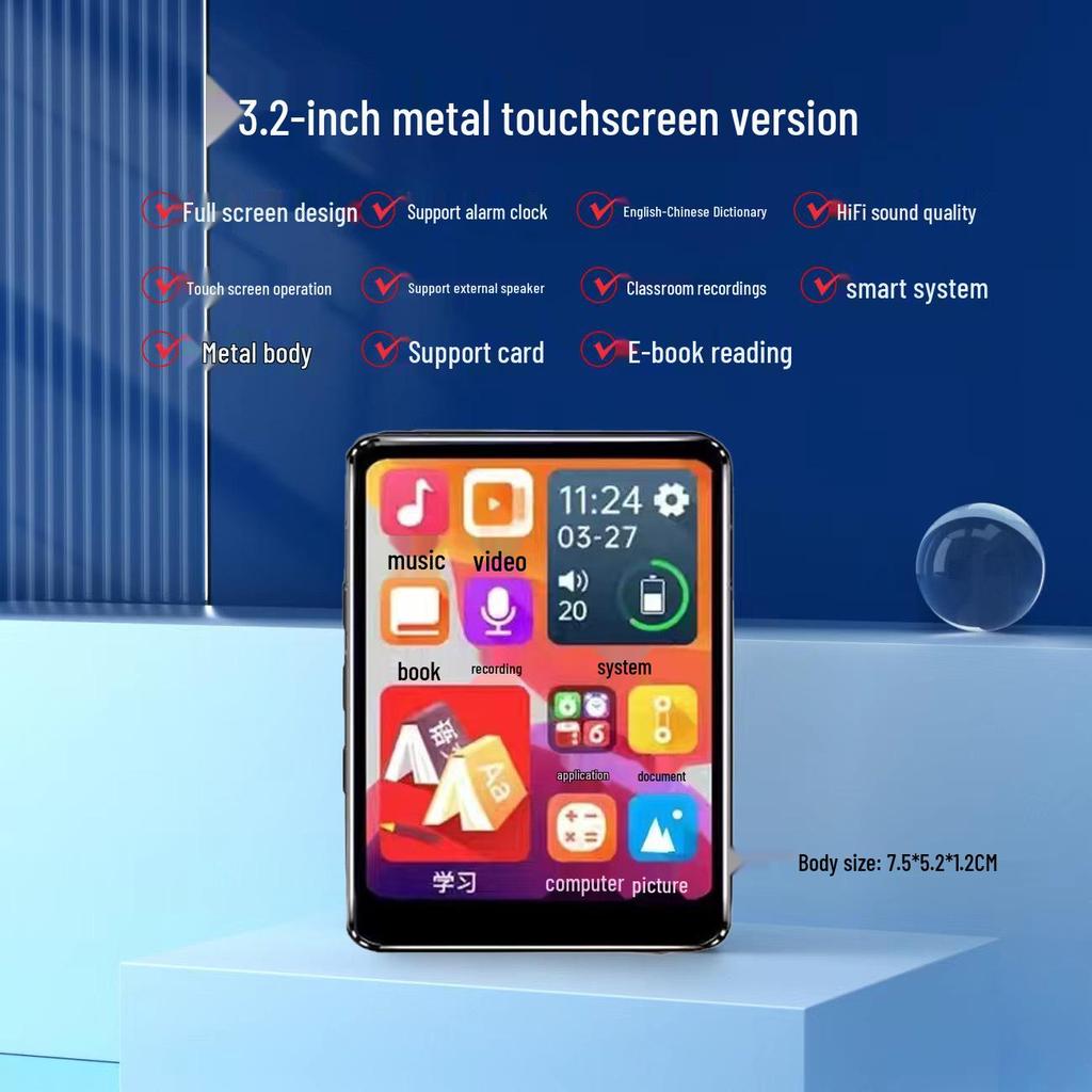 MP4 Touchscreen Bluetooth MP3 Music Player with English Dictionary for High School Students - Walkman P5